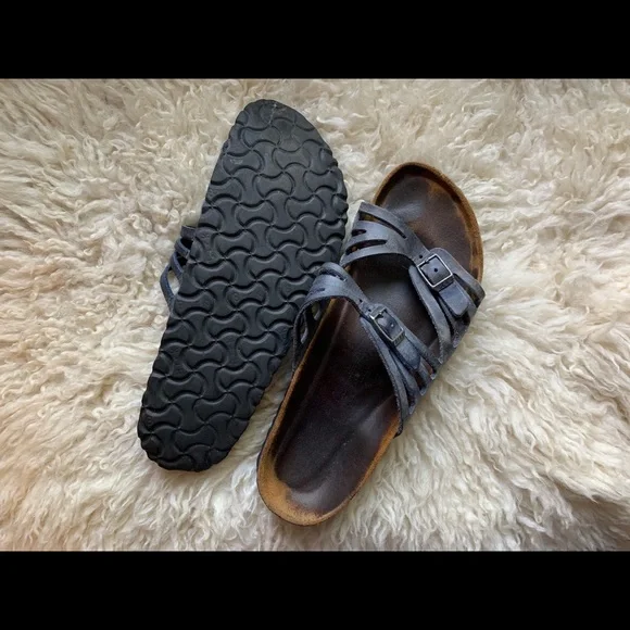 Birkenstock Granada Soft Footbed Sandals Open Toe Denim Blue Sz 40N - Picture 7 of 7